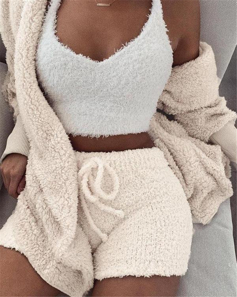 Velvet 3-Piece Lounge Set – Cami, Shorts & Cardigan – view 4 of 11