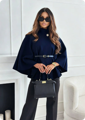 Belted Cape Jacket – Stand Collar, 13 Colours – view 17 of 21