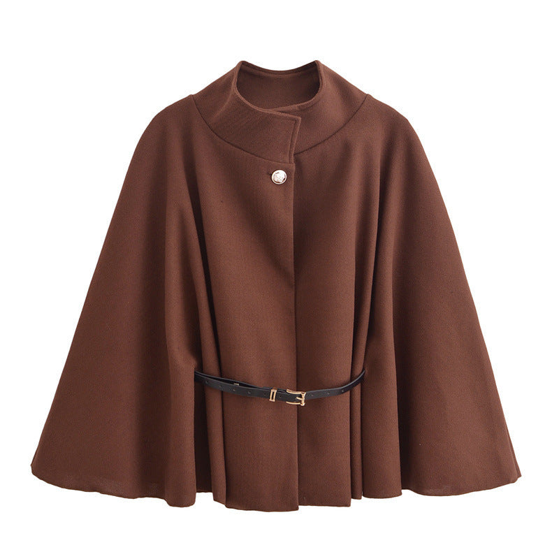 Belted Cape Jacket – Stand Collar, 13 Colours – view 7 of 21