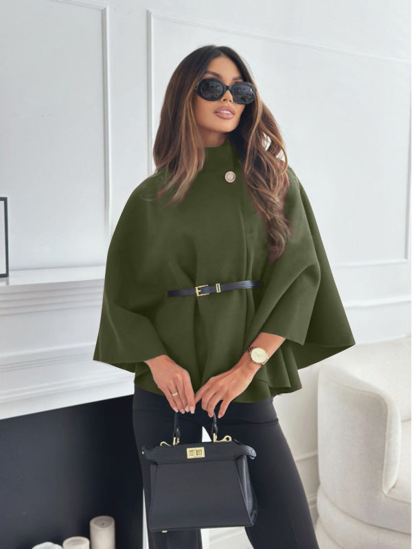 Belted Cape Jacket – Stand Collar, 13 Colours – view 12 of 21