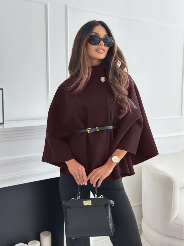 Belted Cape Jacket – Stand Collar, 13 Colours – view 9 of 21