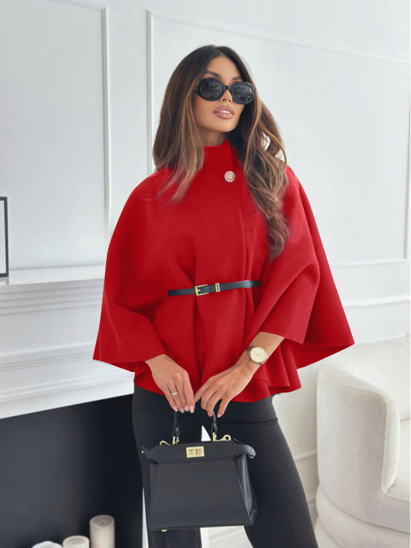 Belted Cape Jacket – Stand Collar, 13 Colours – view 19 of 21