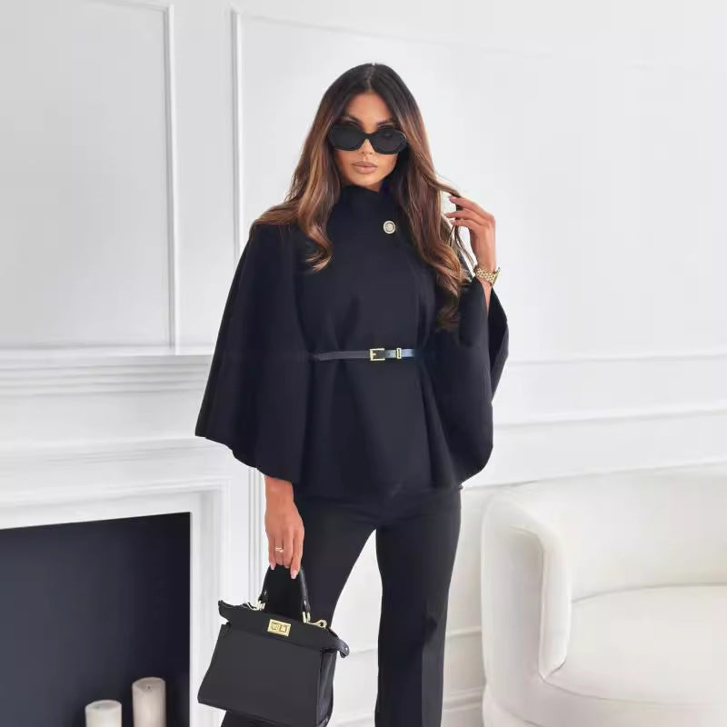 Belted Cape Jacket – Stand Collar, 13 Colours – view 13 of 21