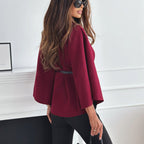 Belted Cape Jacket – Stand Collar, 13 Colours – view 3 of 21