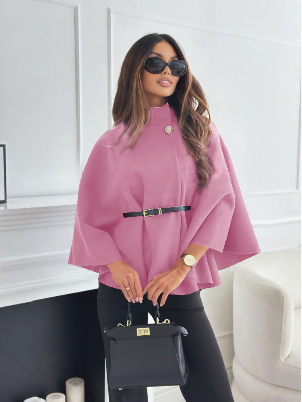 Belted Cape Jacket – Stand Collar, 13 Colours – view 18 of 21