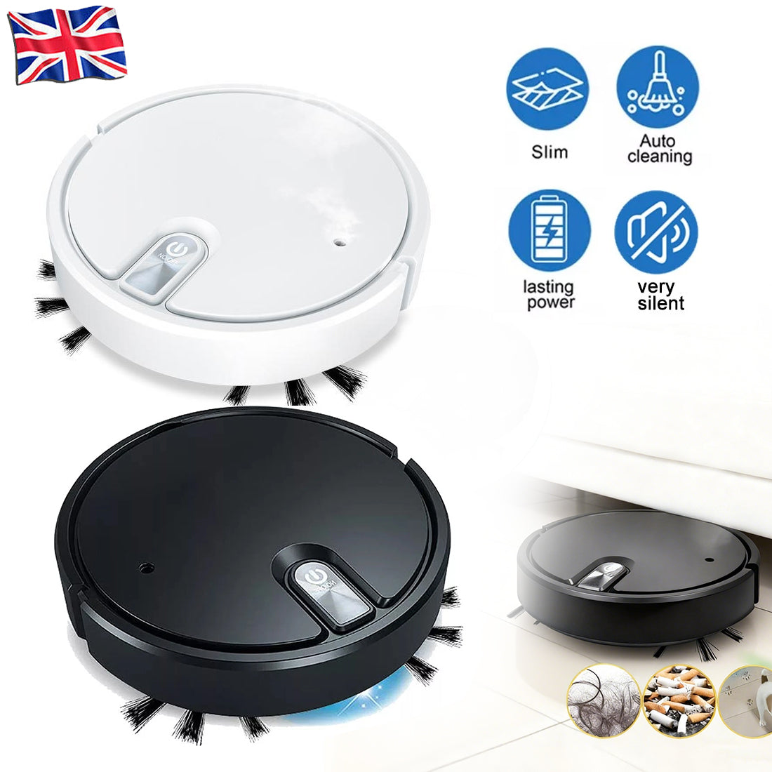 Compact Robot Vacuum – Rechargeable, One-Touch – VEYLO