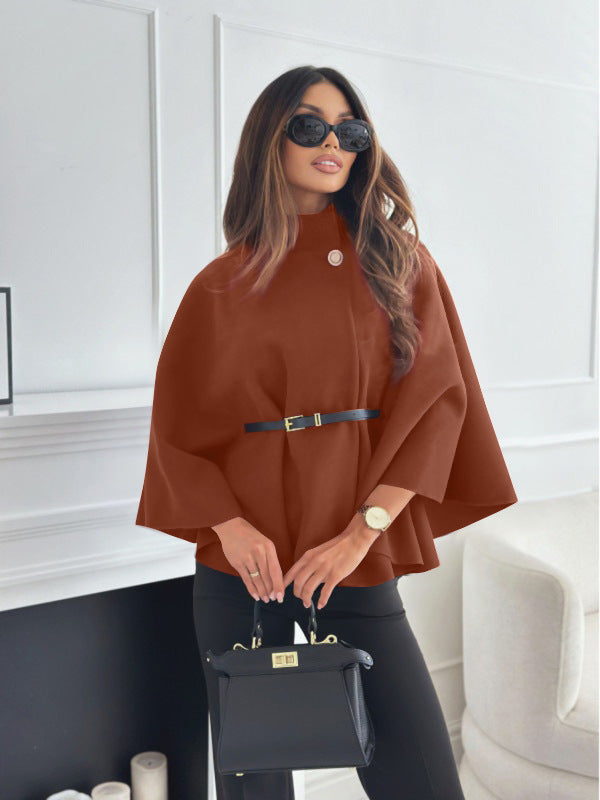Belted Cape Jacket – Stand Collar, 13 Colours – view 8 of 21