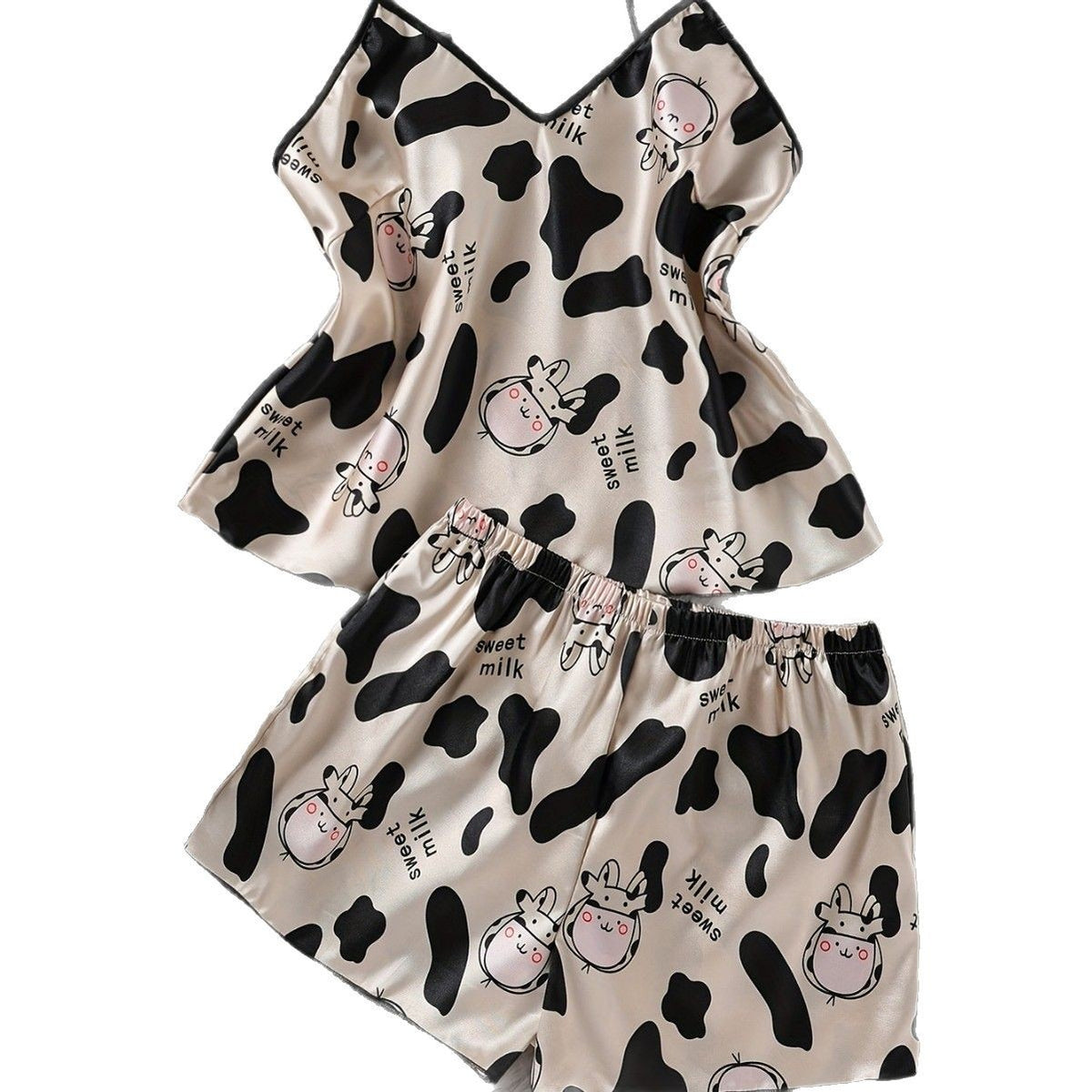 Cow Print Satin Pyjama Set – Cami & Shorts – view 6 of 6