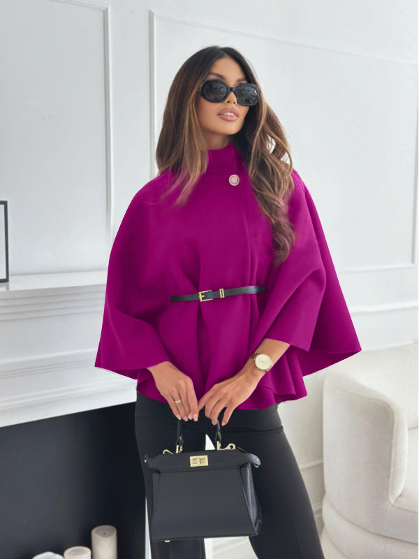 Belted Cape Jacket – Stand Collar, 13 Colours – view 4 of 21