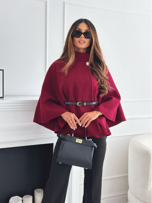 Belted Cape Jacket – Stand Collar, 13 Colours – view 21 of 21